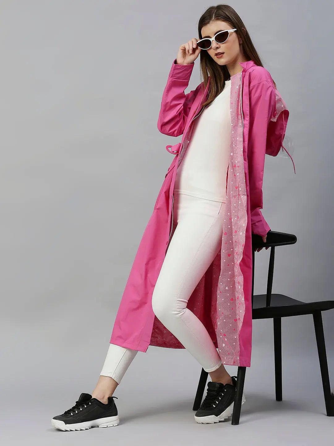 Pink Solid Reversible Rainjacket - Zeelretail