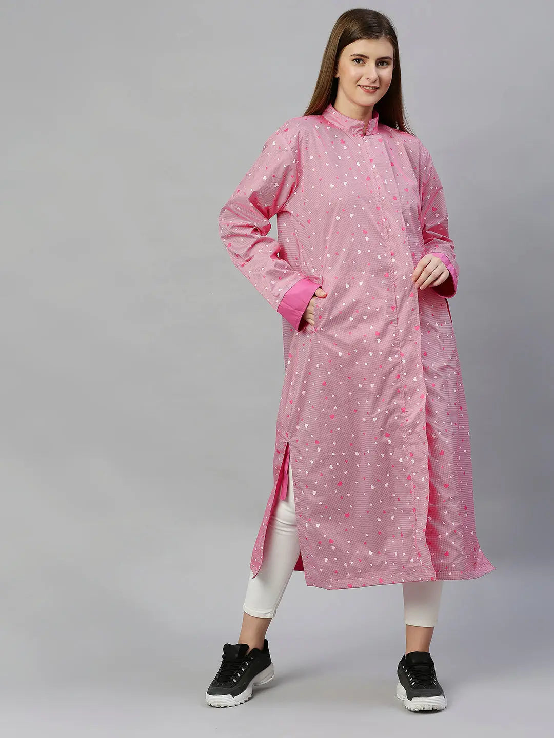 Pink Solid Reversible Rainjacket - Zeelretail