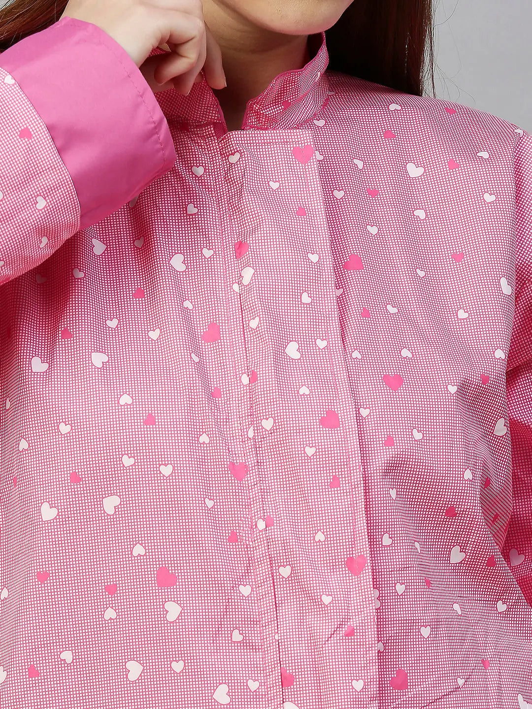Pink Solid Reversible Rainjacket - Zeelretail