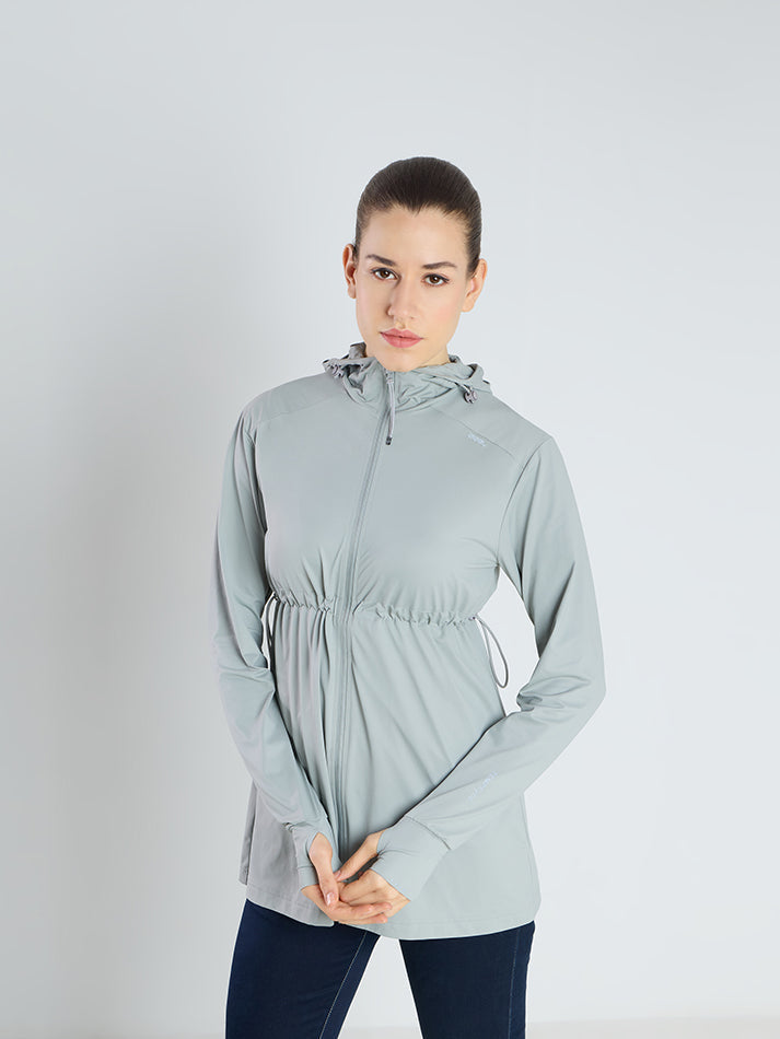 Women's Grey Full Length Sun Jacket | AirWeave™ - Zeelretail