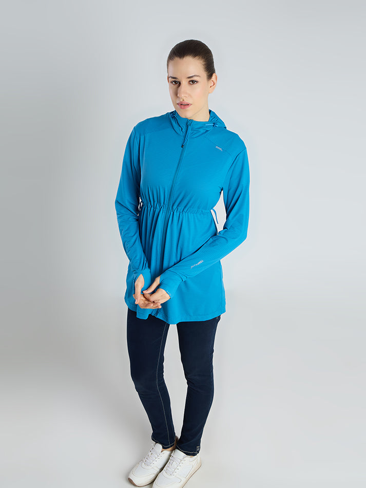 Women's Peacock Blue Full Length Sun Jacket | AirWeave™ - Zeelretail