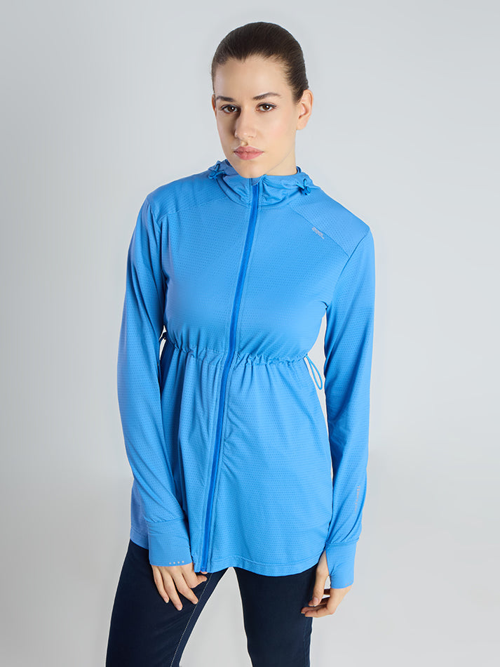 Women's Light Blue Full Length Sun Jacket | AirWeave™ - Zeelretail