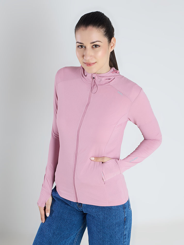 Women's Pink Mid-Length Sun Jacket | AirWeave™ - Zeelretail