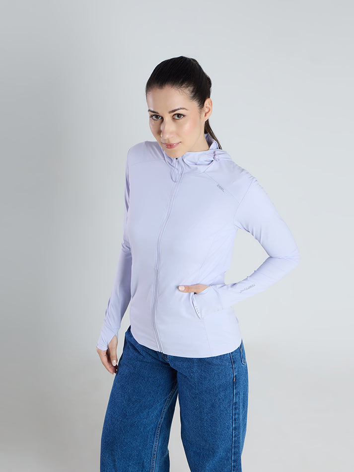 Women's Purple Mid-Length Sun Jacket | AirWeave™ - Zeelretail