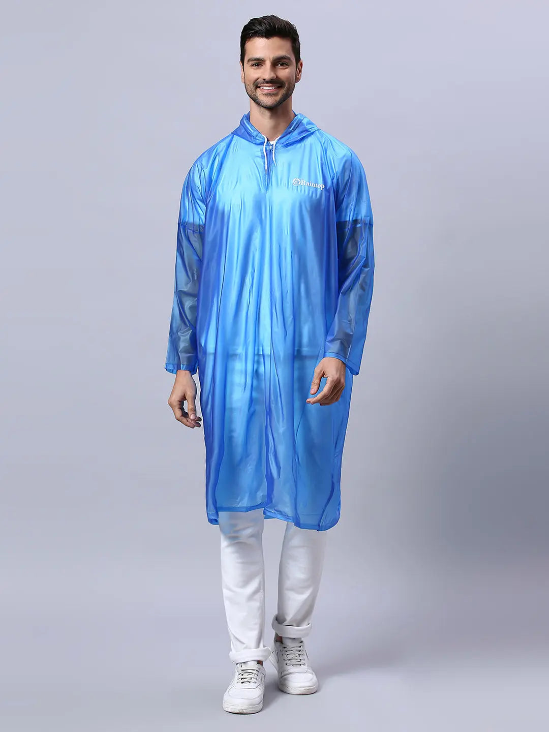 Reusable PVC Unisex Blue Rain Poncho AZ30 - Zeelretail