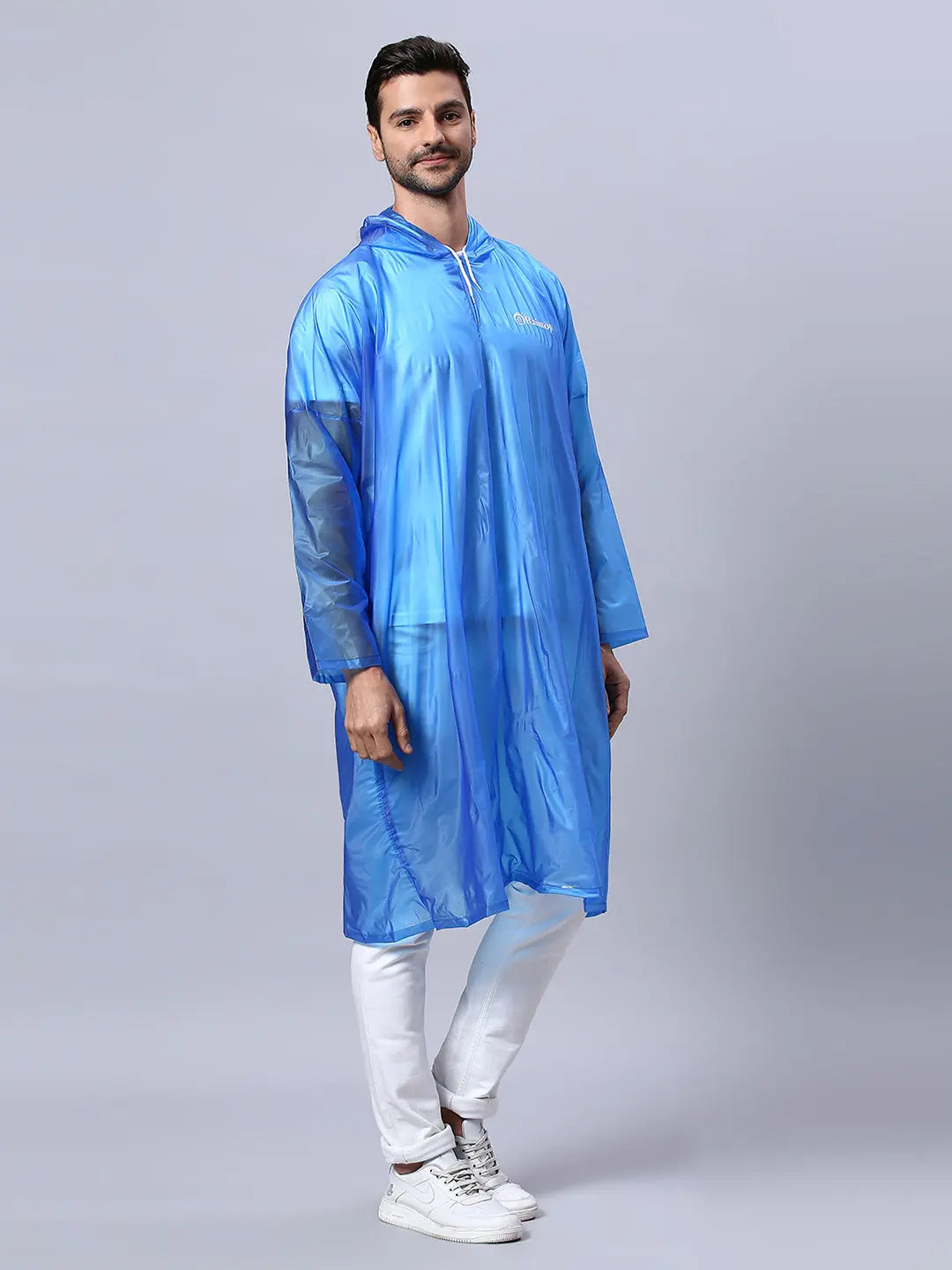 Reusable PVC Unisex Blue Rain Poncho AZ30 - Zeelretail