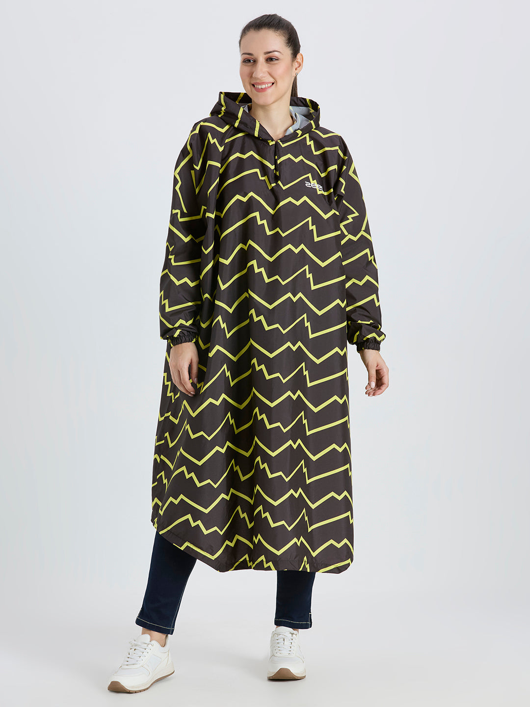 Self-Packable Abstract Fabric Rain Poncho - Zeelretail