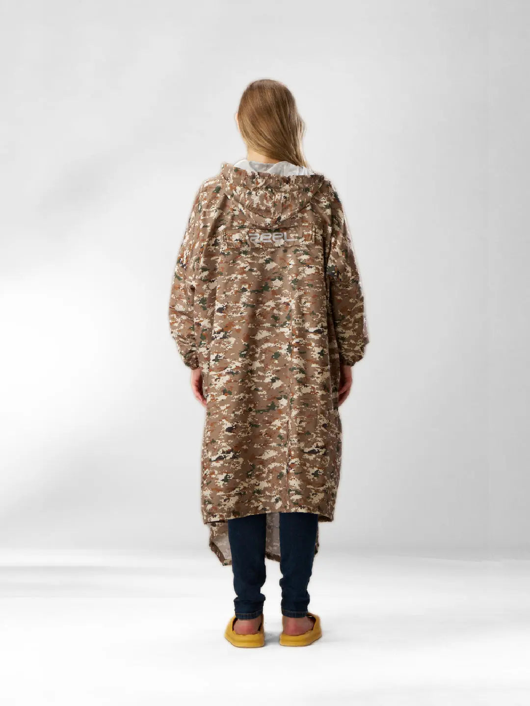Self-Packable Camouflage Fabric Rain Poncho - Main Image