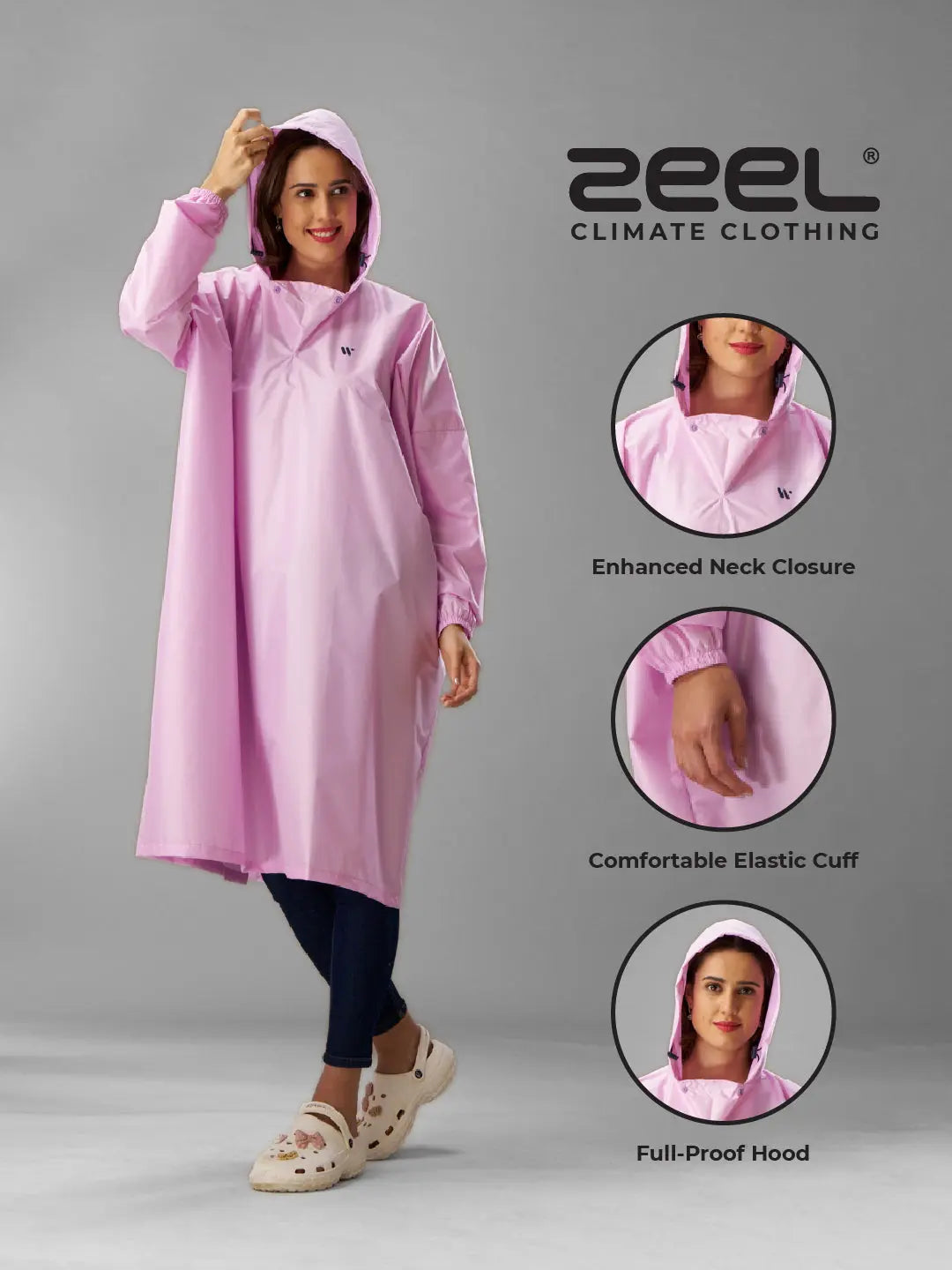 Self Packable Waterproof Lavender Rain Poncho - AZ33 - Zeelretail