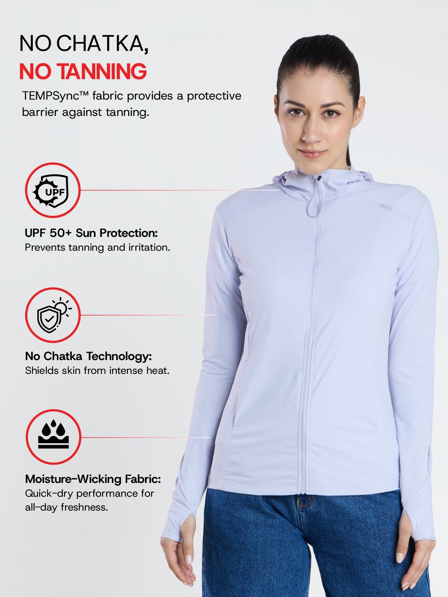 Women's Purple Mid-Length Sun Jacket | AirWeave™ - Zeelretail