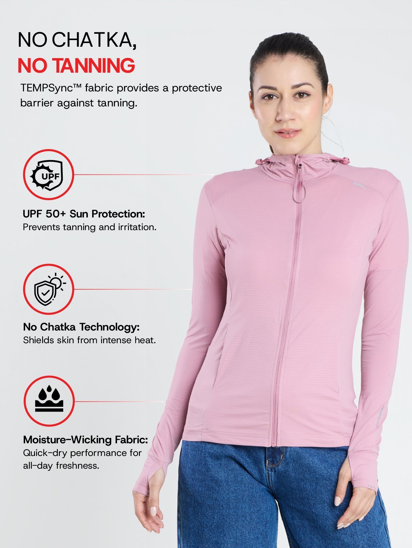 Women's Pink Mid-Length Sun Jacket | AirWeave™ - Zeelretail