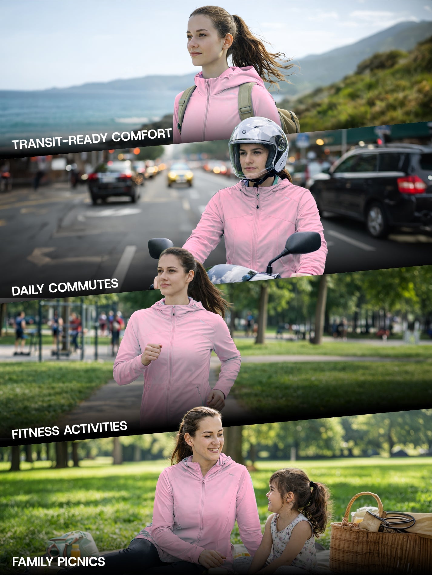 Women's Pink Mid-Length Sun Jacket | AirWeave™ - Zeelretail