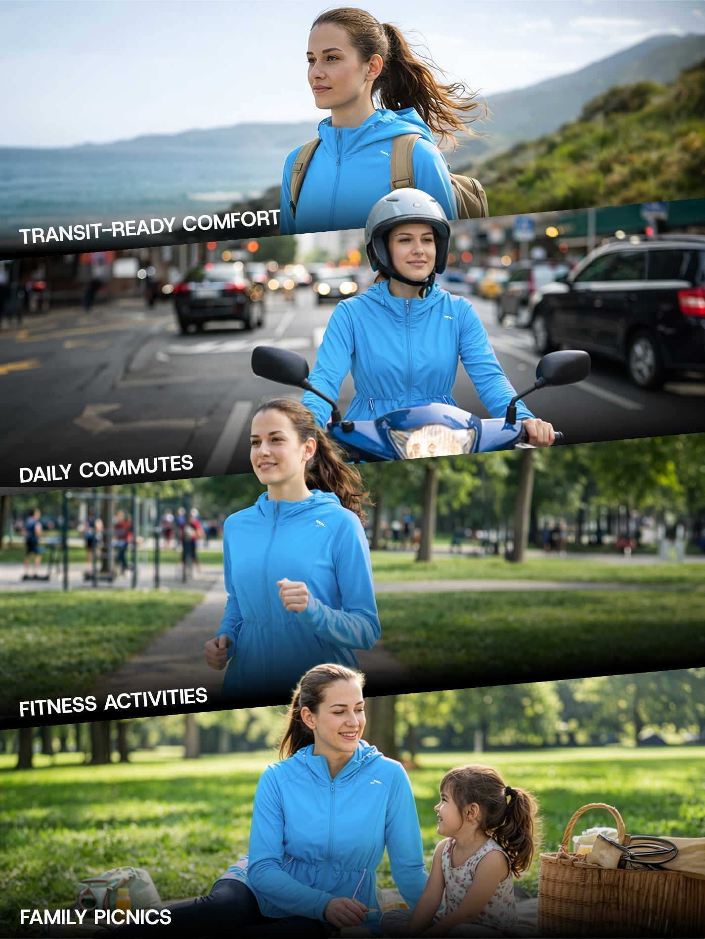 Women's Light Blue Full Length Sun Jacket | AirWeave™ - Zeelretail