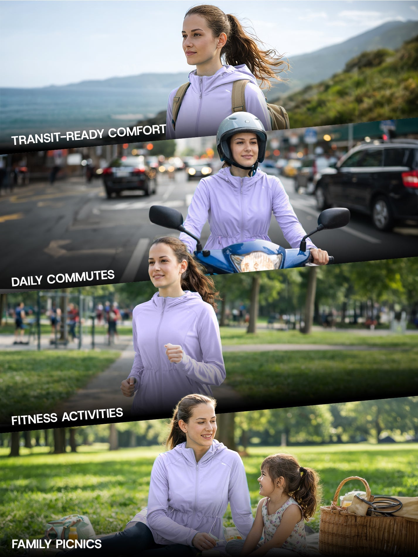 Women's Light Purple Full Length Sun Jacket | AirWeave™ - Zeelretail