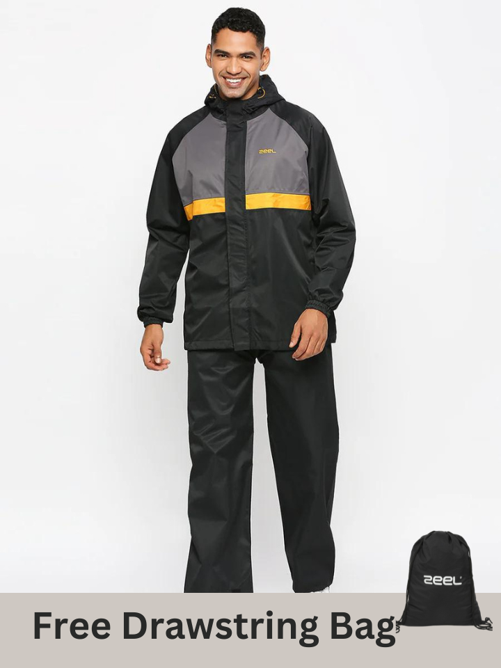 Zeel Sporty Black Yellow Rainwear ZT103