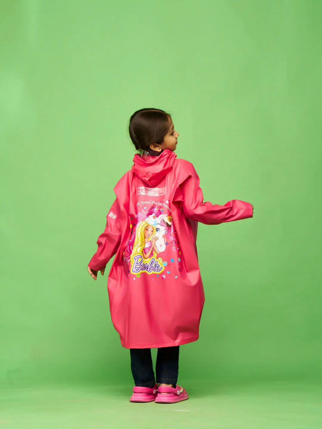 ZEEL Shining Pink Girls PVC Raincoat - Zeelretail