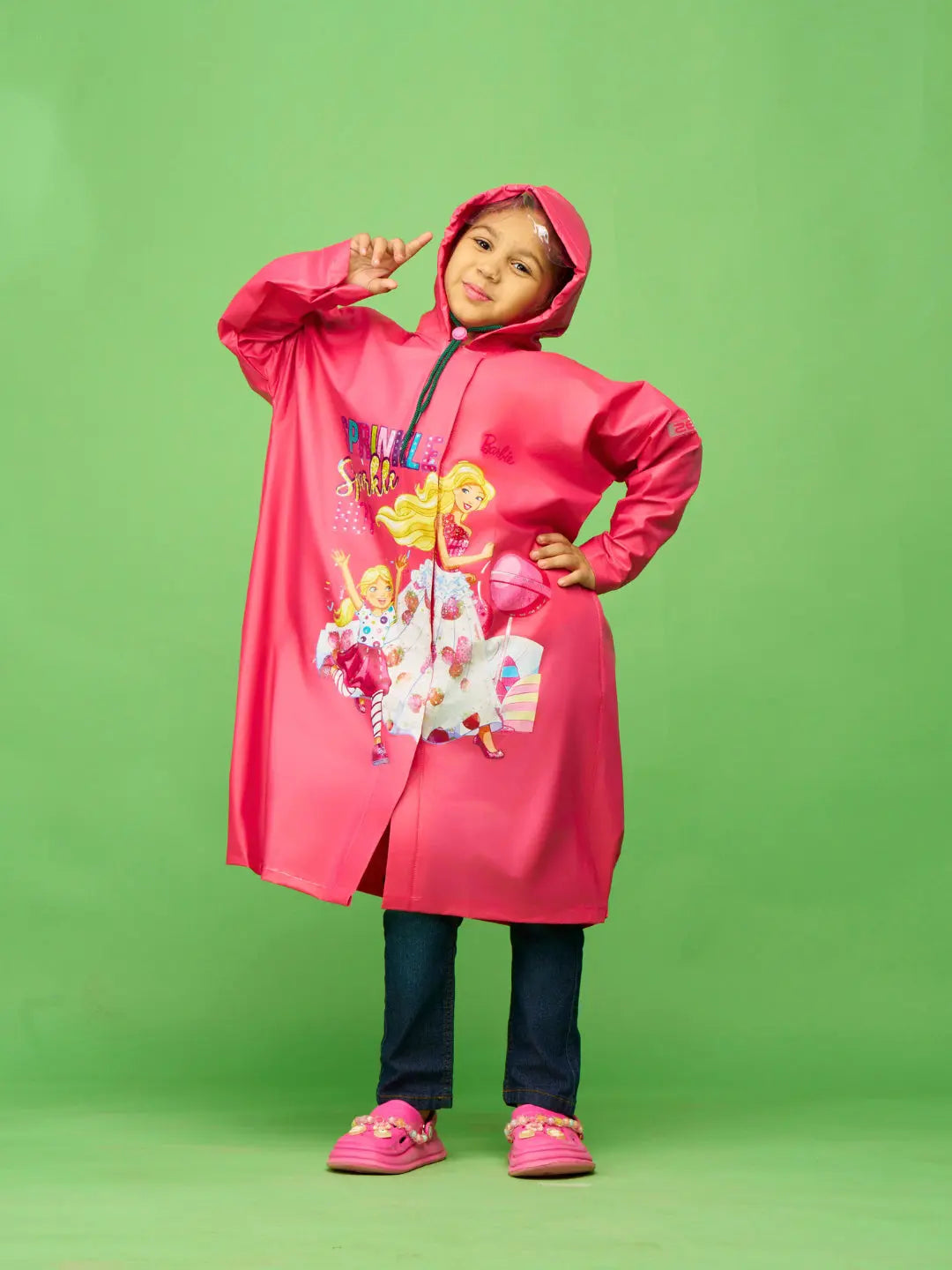 ZEEL Shining Pink Girls PVC Raincoat - Zeelretail