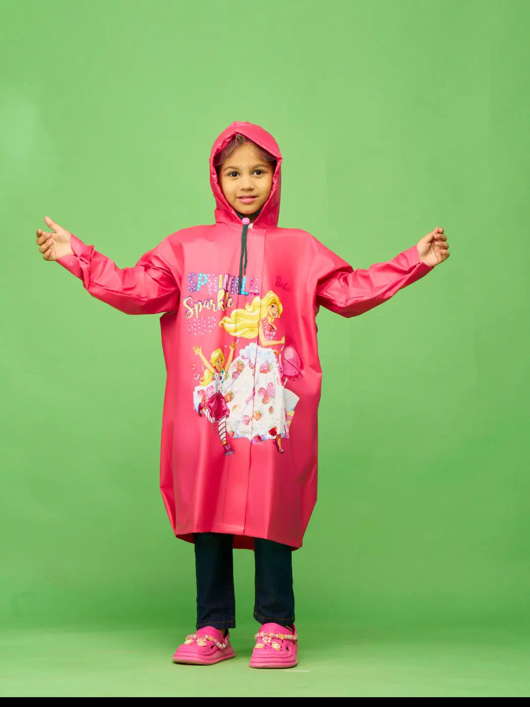 ZEEL Shining Pink Girls PVC Raincoat - Zeelretail