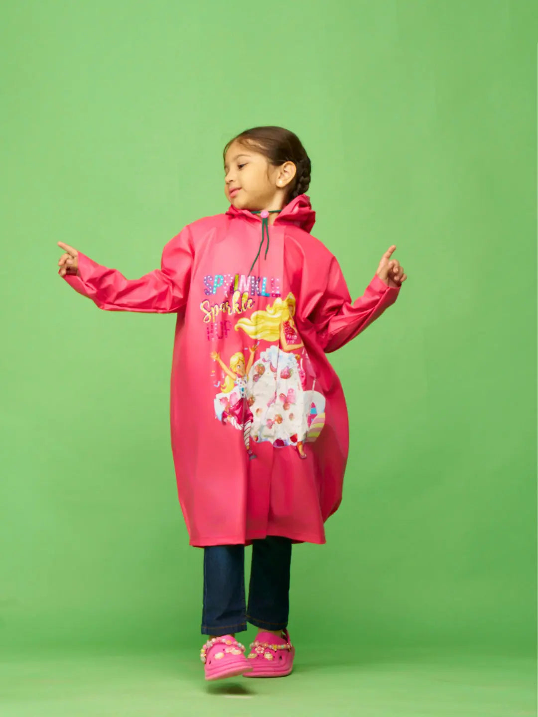 ZEEL Shining Pink Girls PVC Raincoat - Zeelretail