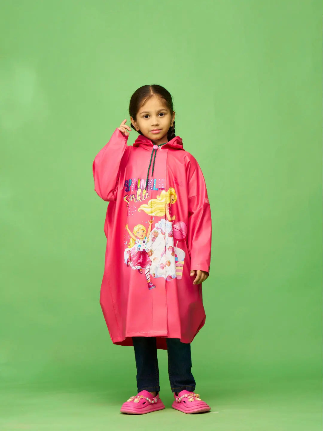ZEEL Shining Pink Girls PVC Raincoat - Zeelretail