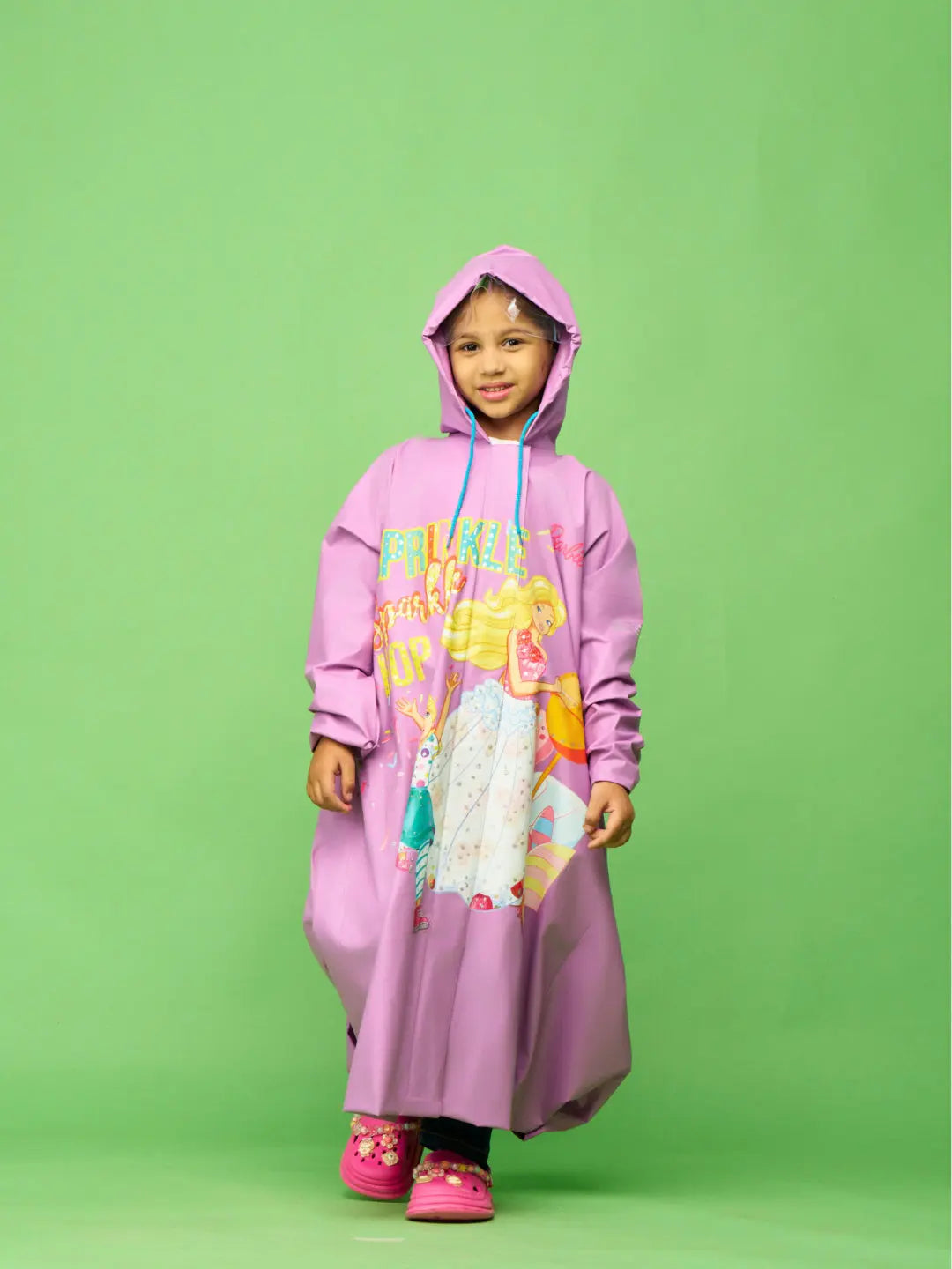ZEEL Shining Purple Girls PVC Raincoat - Zeelretail