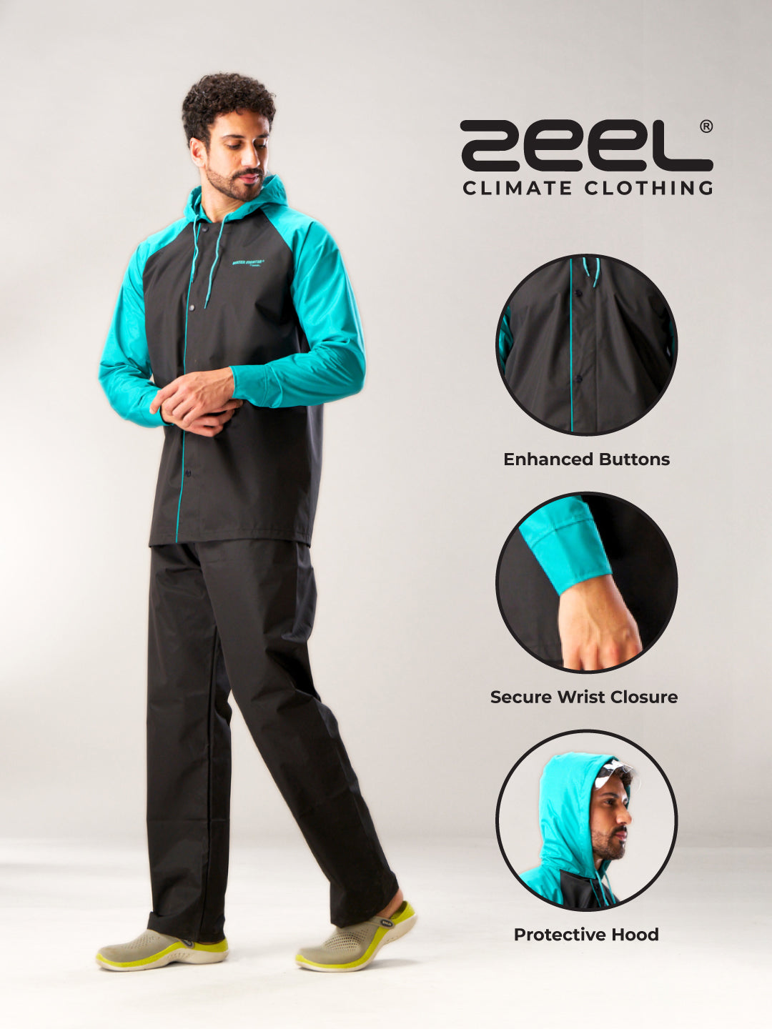 ZEEL WATERPROOF BLACK GREEN RAINSUIT - Zeelretail