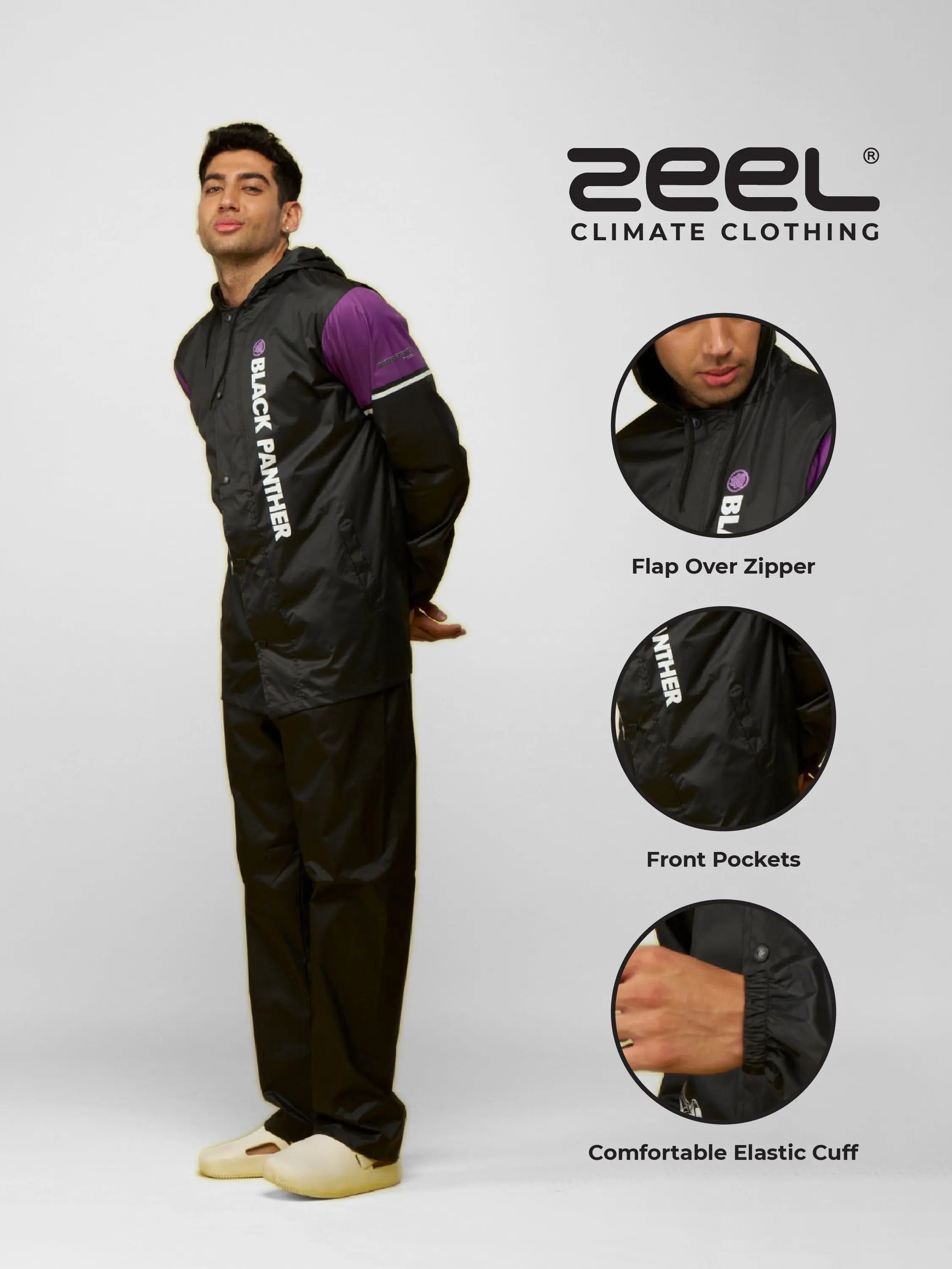 Zeel Black Panther Print Raincoat – Bold, Stylish & Waterproof - Zeelretail