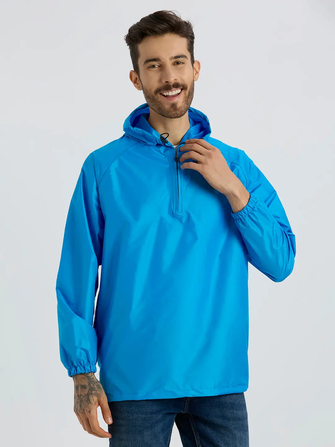 Zeel Men’s Blue Lightweight Rain Jacket – Water Resistant, Travel Friendly