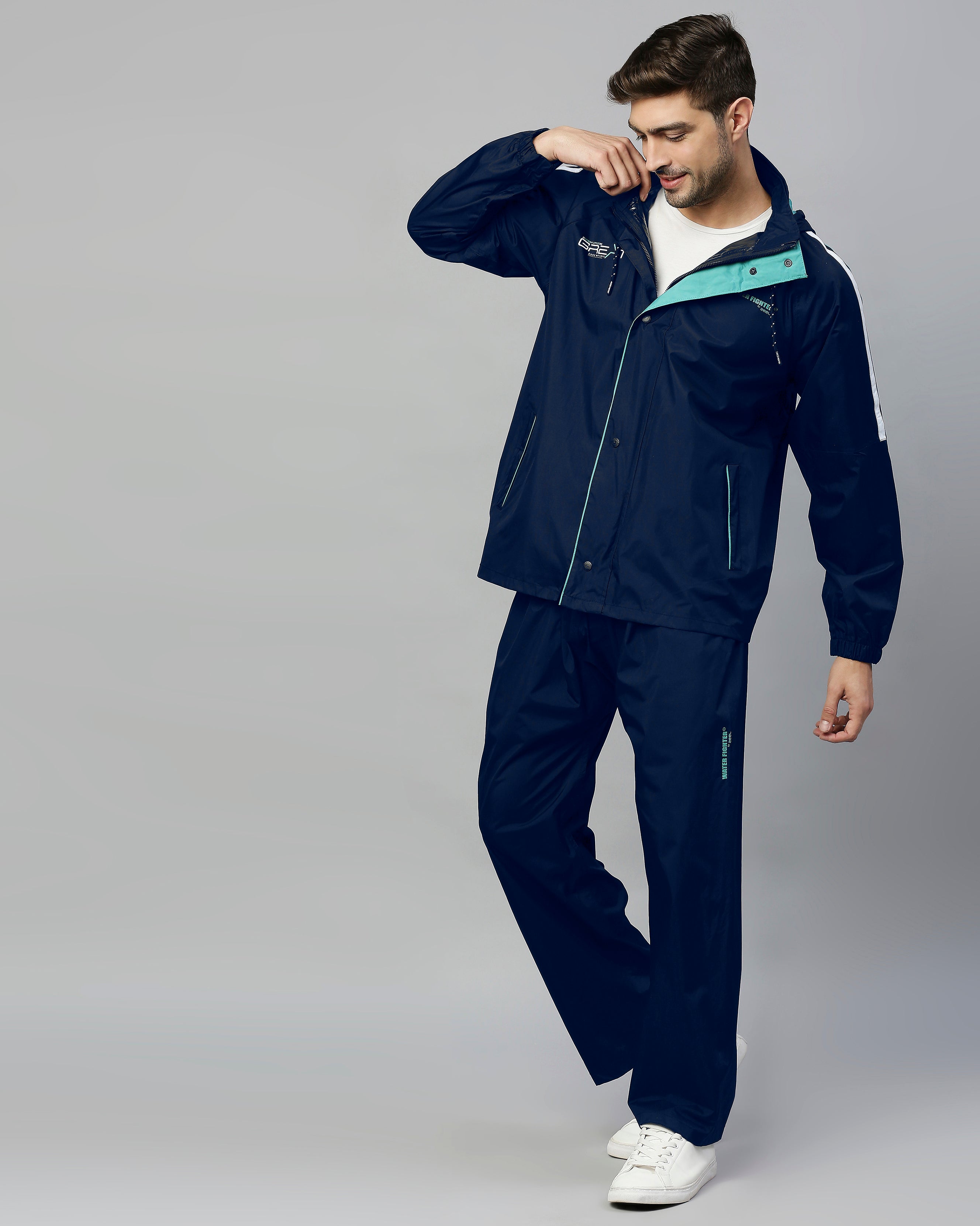 Zeel Midnight Blue & Green Rainwear Set - Zeelretail