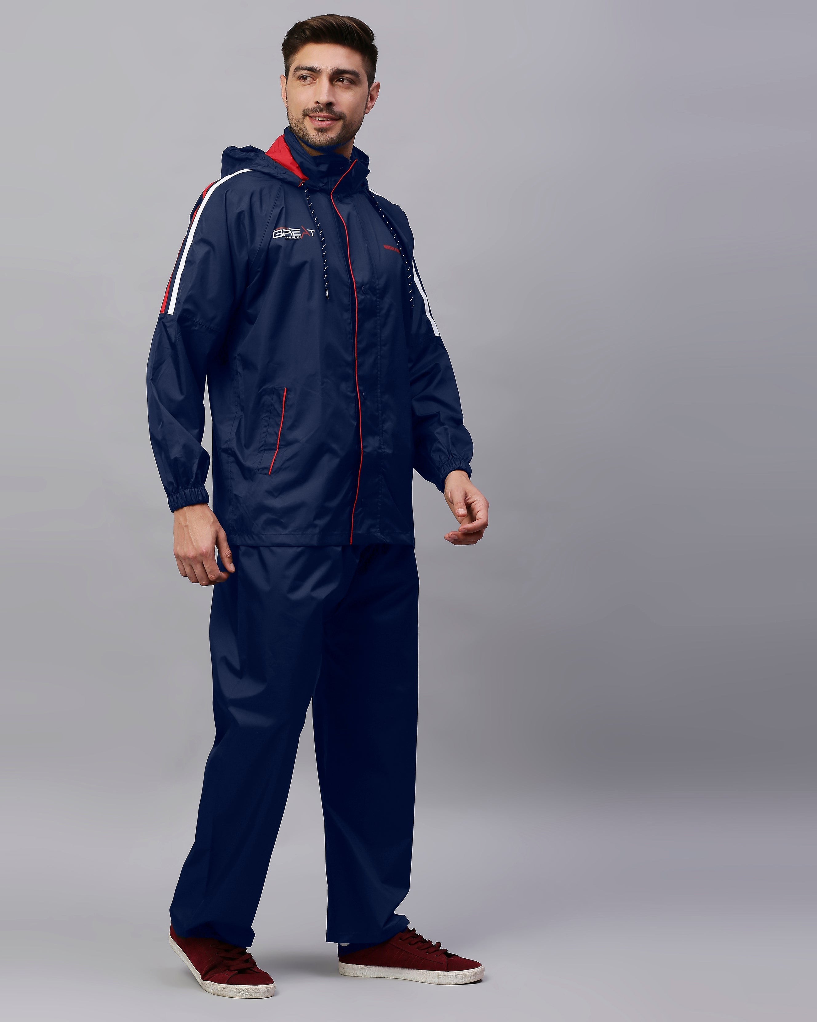 Zeel Midnight Blue & Red Rainwear Set - Zeelretail