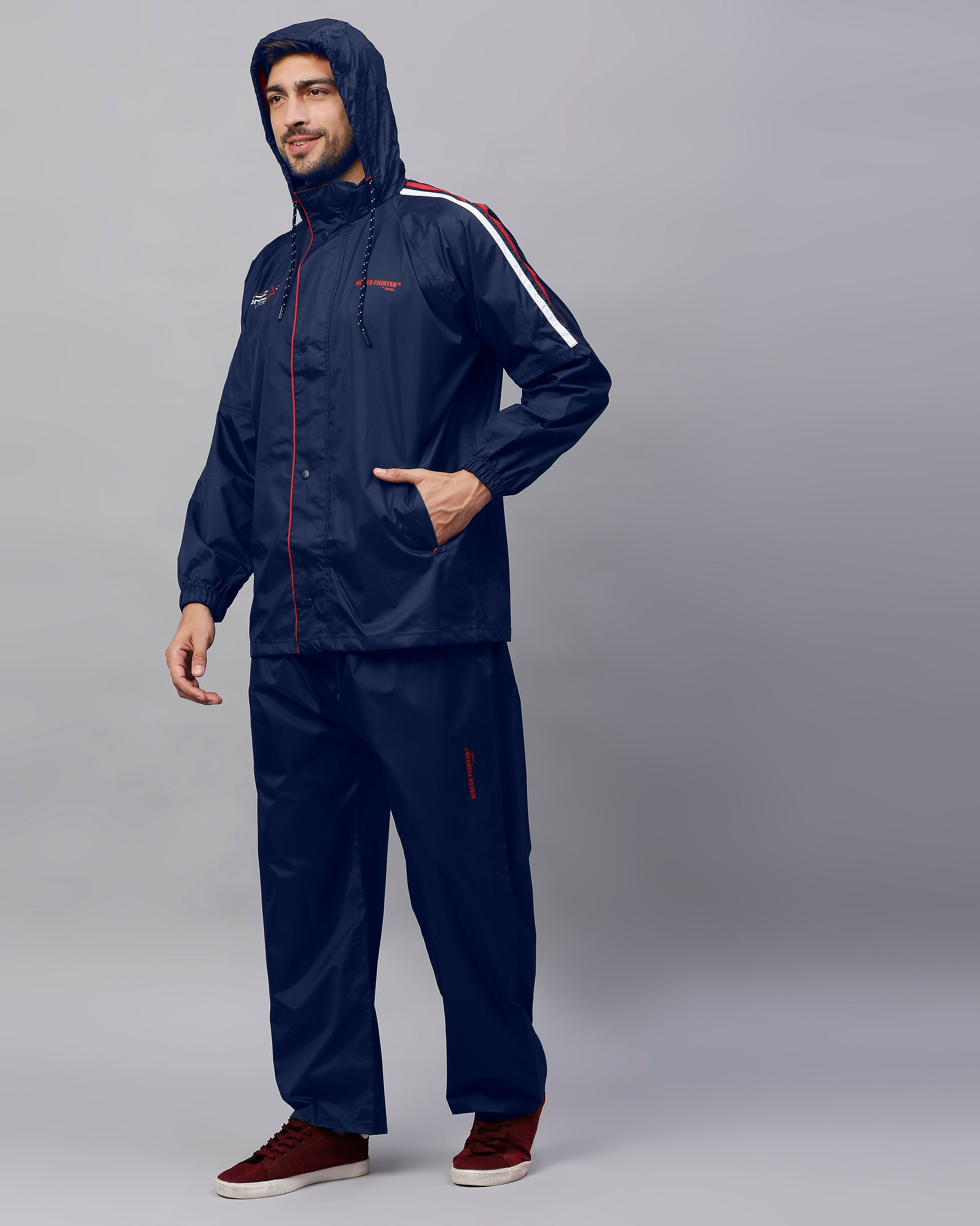 Zeel Midnight Blue & Red Rainwear Set - Zeelretail