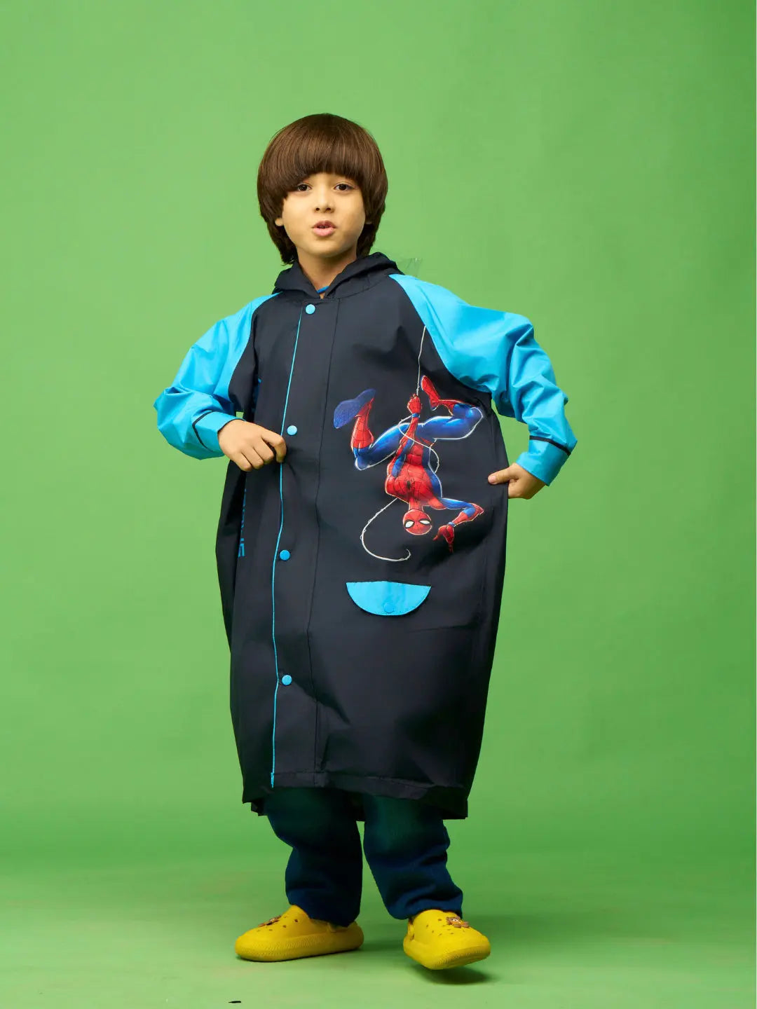 Zeel Spiderman Protector Boys Deep Navy Raincoat - Zeelretail