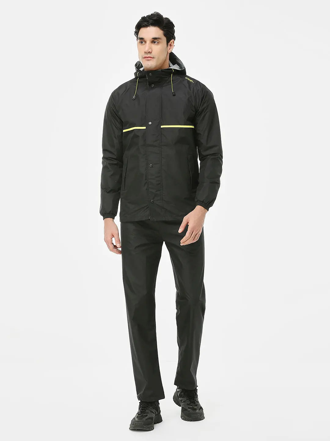 Zeel Sporty Black & Lime Rainsuit - JS301 - Zeelretail
