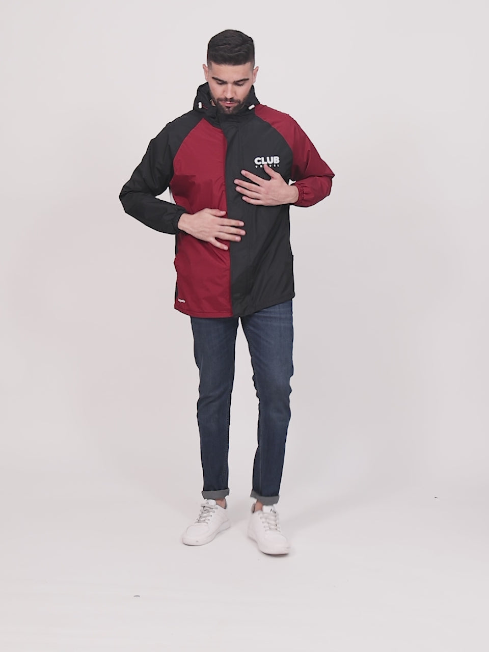 Outdoor Essential Waterproof Black Maroon Rain Jacket MJ106